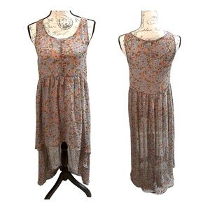 Forever 21 Sleeveless sheer Multicolor High Low Floral cover up dress S